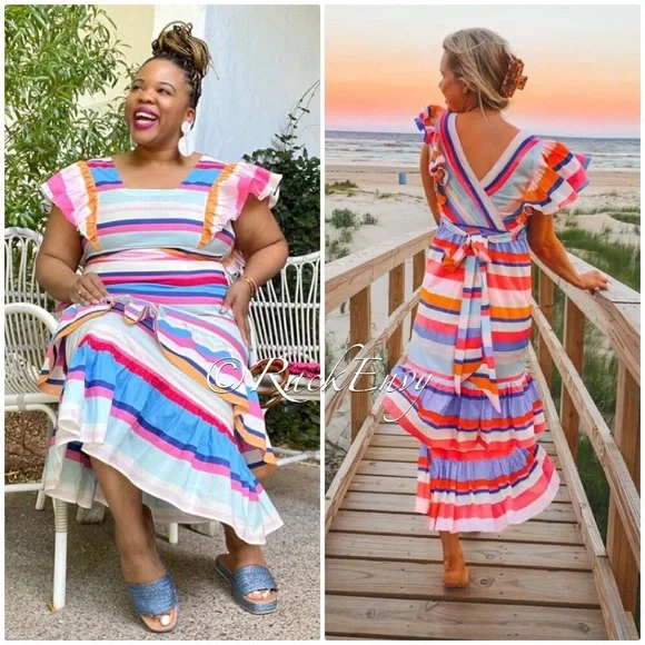 NEW ANTHROPOLOGIE TRACY REESE RUFFLED MAXI DRESS